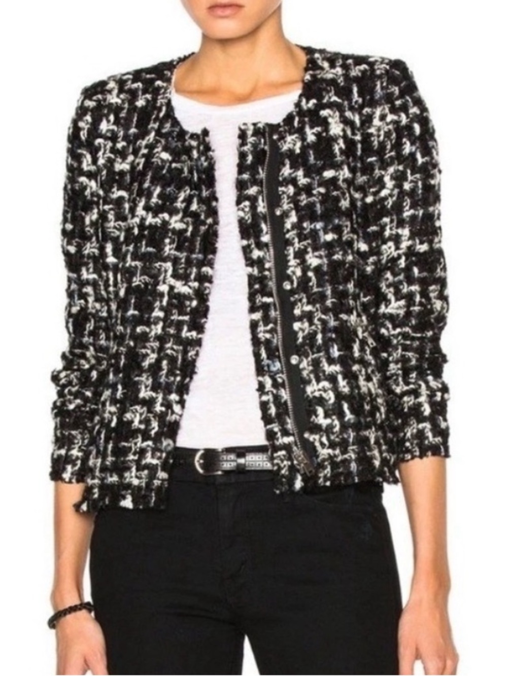 IRO Nalokie Black & White Bouclé Tweed Jacket- size 38